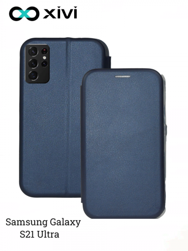 Чехол-книжка Xivi для SAMSUNG  Galaxy S21 ULTRA, Fashion Case, на магните, экокожа, цвет темно-синий 1