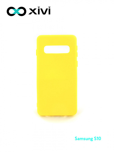 Накладка задняя Xivi для SAMSUNG  Galaxy S10, Silicon Case, силикон, матовая, №41, цвет жёлтый 1