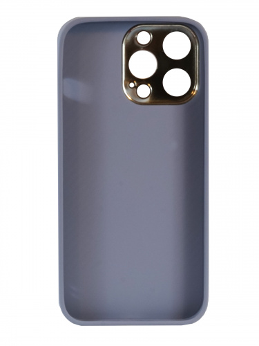 Накладка задняя для iPhone 13 Pro, силикон, защита камеры, имитация кожи, чернично-серый