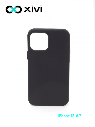 Накладка задняя Xivi для APPLE iPhone 12 6.7, Silicon Case, силикон, матовая, №1, цвет чёрный 1