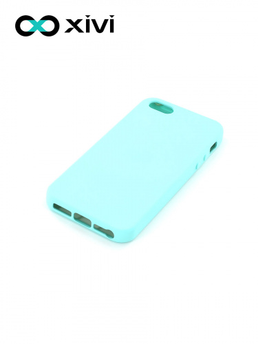 Накладка задняя Xivi для APPLE iPhone 5 5S SE, Silicon Case, силикон, матовая, №8, цвет голубой 3