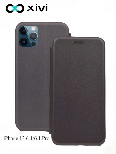Чехол-книжка Xivi для APPLE iPhone 12 6.16.1 Pro, Fashion Case, на магните, экокожа, цвет серый 1