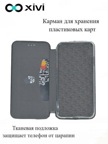 Чехол-книжка Xivi для SAMSUNG Galaxy A41, Premium, вертикальный шов, на магните, экокожа, цвет чёрный 3