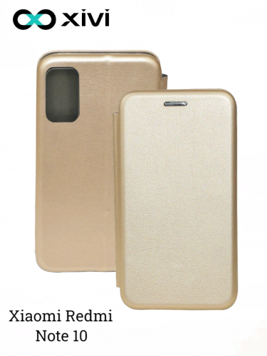 Чехол-книжка Xivi для XIAOMI REDMI NOTE 10 , Fashion Case, на магните, экокожа, цвет золотой 1