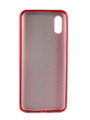 Накладка задняя для XIAOMI Redmi 9A, силикон, блёстки, цвет: красный