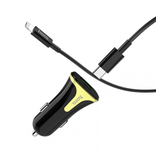 hoco-z31a-colossus-pd-qc30-car-charger-type-c-to-lightning-cable-set-wire