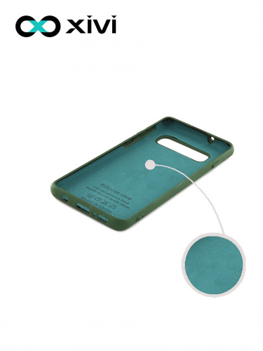 Накладка задняя Xivi для SAMSUNG  Galaxy S10, Silicon Case, силикон, матовая, №59, цвет темно-зеленый 2