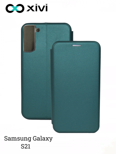 Чехол-книжка Xivi для SAMSUNG Galaxy S21, Fashion Case, на магните, экокожа, цвет зелёный 1