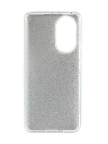 Накладка задняя для HUAWEI Honor 50 5G, силикон, блёстки, цвет: серебряный
