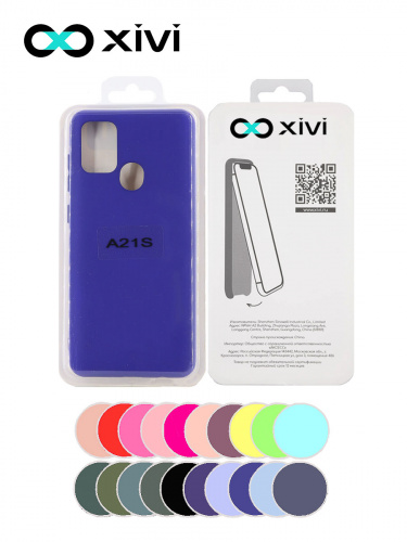 Накладка задняя Xivi для SAMSUNG Galaxy A21S, Silicon Case, силикон, матовая, №47, цвет синий 5
