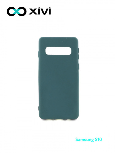 Накладка задняя Xivi для SAMSUNG  Galaxy S10, Silicon Case, силикон, матовая, №56, цвет зелёный 1
