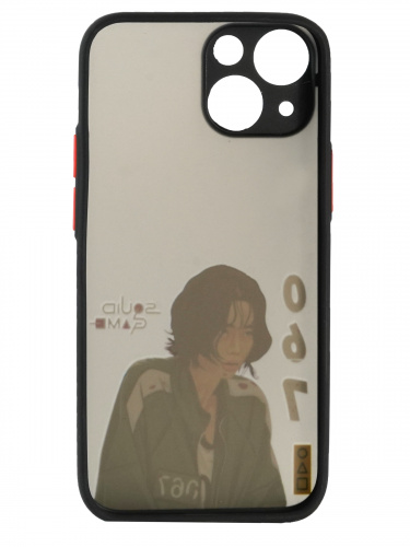 Накладка задняя для iPhone 13, "Игра в кальмара, персонаж 067", защита камеры, матовая, цветные края, чёрный