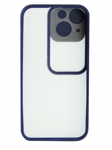 Накладка задняя для iPhone 13 Mini, защита камеры(раздвижное окно), матовая, цветные края, синий