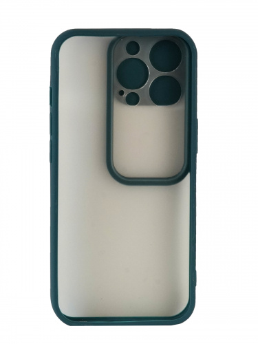 Накладка задняя для iPhone 13 Pro, защита камеры(раздвижное окно), матовая, цветные края, зеленый