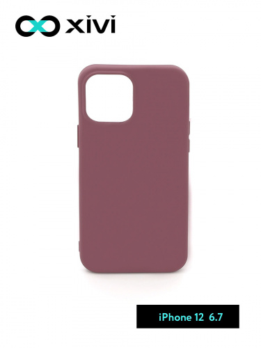 Накладка задняя Xivi для APPLE iPhone 12 6.7, Silicon Case, силикон, матовая, №73, цвет винный 1