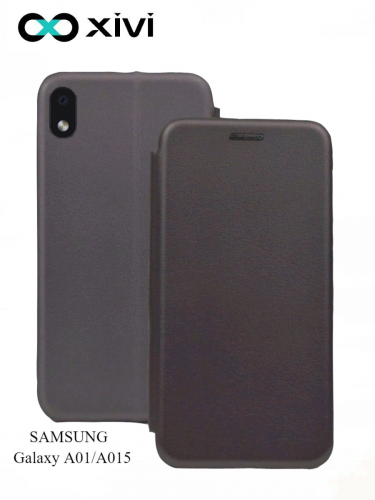 Чехол-книжка Xivi для SAMSUNG Galaxy A01A015, Fashion Case, на магните, экокожа, цвет серый 1