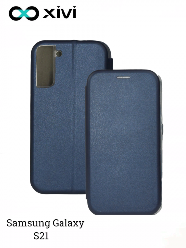 Чехол-книжка Xivi для SAMSUNG Galaxy S21, Fashion Case, на магните, экокожа, цвет темно-синий 1