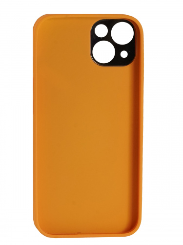 Накладка задняя для iPhone 13, силикон, защита камеры, имитация кожи, темно-желтый