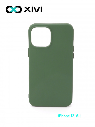 Накладка задняя Xivi для APPLE iPhone 12 6.1 6.1 Pro, Silicon Case, силикон, матовая, №59, цвет темно-зеленый 1