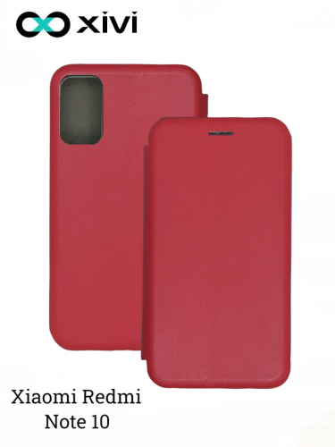 Чехол-книжка Xivi для XIAOMI REDMI NOTE 10 , Fashion Case, на магните, экокожа, цвет красный 1