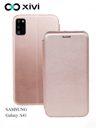 Чехол-книжка Xivi для SAMSUNG Galaxy A41, Fashion Case, на магните, экокожа, цвет розовое золото 1