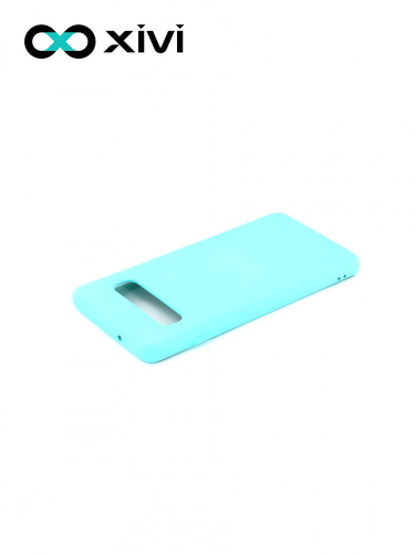 Накладка задняя Xivi для SAMSUNG  Galaxy S10, Silicon Case, силикон, матовая, №8, цвет голубой 4
