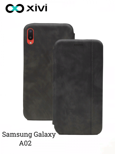 Чехол-книжка Xivi для SAMSUNG  Galaxy A02, Premium Line, вертикальный шов, на магните, экокожа, цвет серый 1
