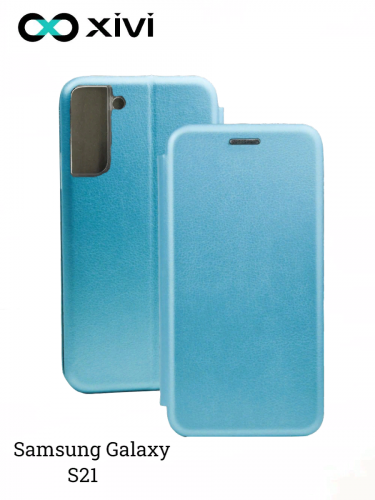 Чехол-книжка Xivi для SAMSUNG Galaxy S21, Fashion Case, на магните, экокожа, цвет голубой 1