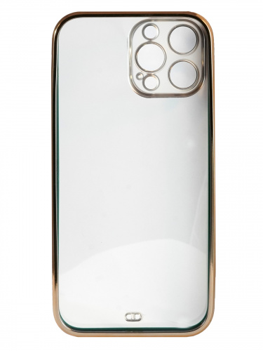 Накладка задняя для iPhone 13 Pro Max, силикон, технология 6D, с металлическим ободком, зеленый