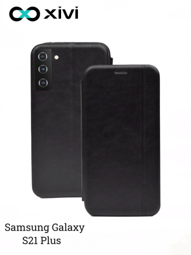 Чехол-книжка Xivi для SAMSUNG Galaxy S21 Plus, Premium Line, вертикальный шов, на магните, экокожа, цвет чёрный 1