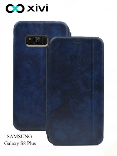 Чехол-книжка Xivi для SAMSUNG Galaxy S8 Plus, Premium, вертикальный шов, на магните, экокожа, цвет темно-синий 1