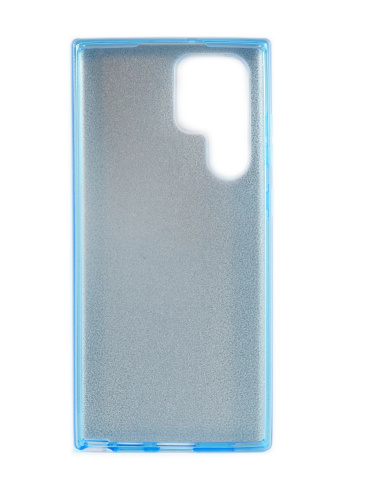 Накладка задняя для SAMSUNG Galaxy S22 Ultra, силикон, блёстки, цвет: голубой