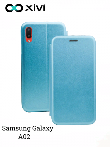 Чехол-книжка Xivi для SAMSUNG  Galaxy A02, Fashion Case, на магните, экокожа, цвет голубой 1