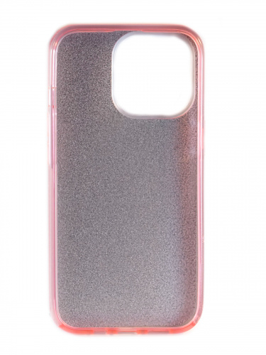 Накладка задняя для iPhone 13 Pro (6.1), силикон, блёстки, розовый