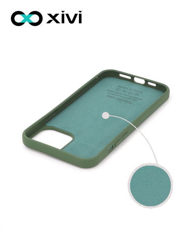 Накладка задняя Xivi для APPLE iPhone 12 6.7, Silicon Case, силикон, матовая, №59, цвет темно-зеленый 2