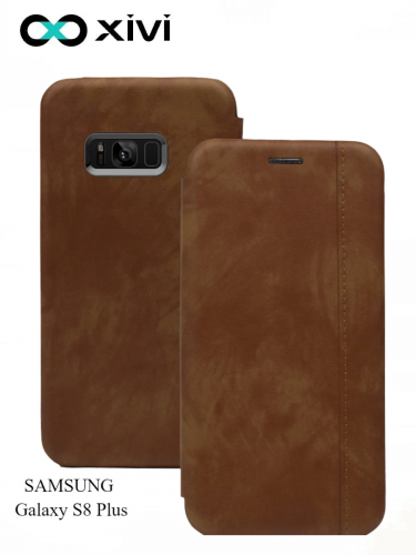 Чехол-книжка Xivi для SAMSUNG Galaxy S8 Plus, Premium, вертикальный шов, на магните, экокожа, цвет хаки 1