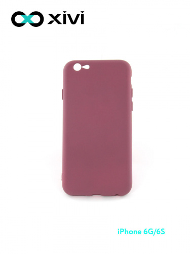 Накладка задняя Xivi для APPLE iPhone 6 6S (4.7), Silicon Case, силикон, матовая, №73, цвет винный 10