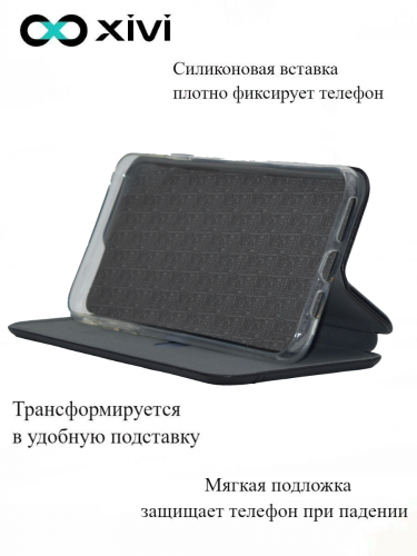 Чехол-книжка Xivi для SAMSUNG Galaxy A41, Premium, вертикальный шов, на магните, экокожа, цвет чёрный 2