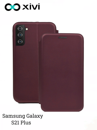 Чехол-книжка Xivi для SAMSUNG Galaxy S21 Plus, Fashion Case, на магните, экокожа, цвет винный 1