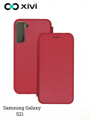 Чехол-книжка Xivi для SAMSUNG Galaxy S21, Fashion Case, на магните, экокожа, цвет красный 1