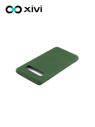 Накладка задняя Xivi для SAMSUNG  Galaxy S10, Silicon Case, силикон, матовая, №59, цвет темно-зеленый 4