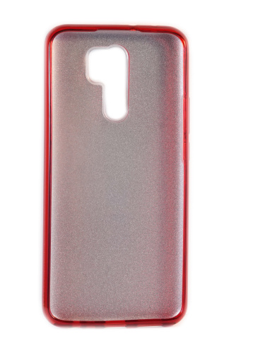 Накладка задняя для XIAOMI Redmi 9, силикон, блёстки, цвет: красный