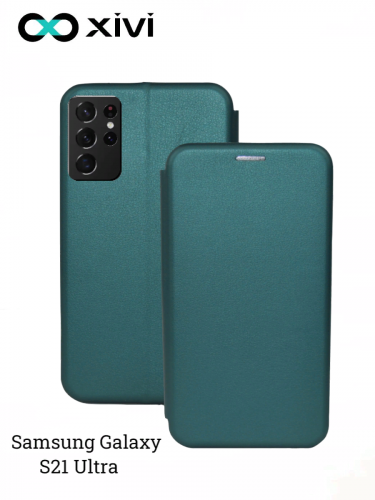 Чехол-книжка Xivi для SAMSUNG  Galaxy S21 ULTRA, Fashion Case, на магните, экокожа, цвет зелёный 1