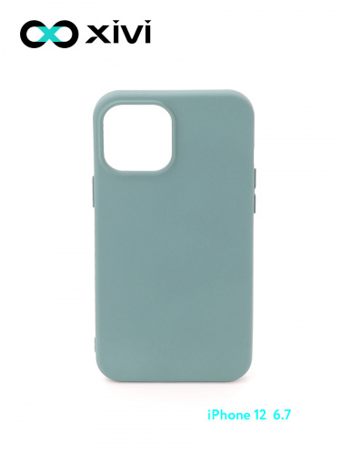 Накладка задняя Xivi для APPLE iPhone 12 6.7, Silicon Case, силикон, матовая, №56, цвет зелёный 1