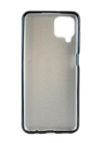 Накладка задняя для SAMSUNG Galaxy A12, силикон, блёстки, цвет: черный