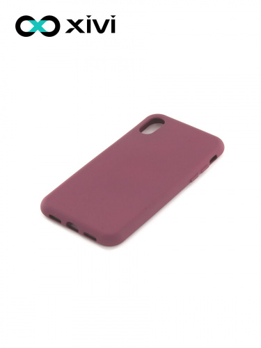 Накладка задняя Xivi для APPLE iPhone X XS, Silicon Case, силикон, матовая, №73, цвет винный 3