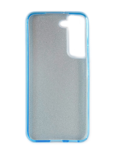 Накладка задняя для SAMSUNG Galaxy S22, силикон, блёстки, цвет: голубой