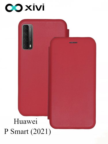 Чехол-книжка Xivi для HUAWEI P Smart (2021), Fashion Case, на магните, экокожа, цвет красный 6