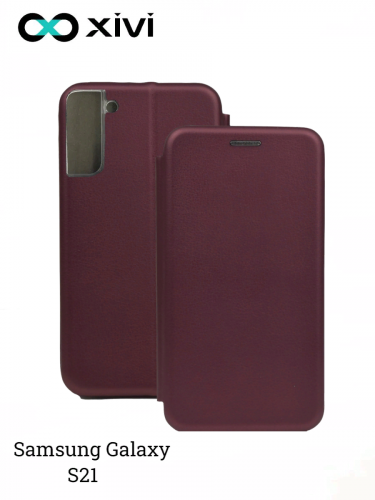 Чехол-книжка Xivi для SAMSUNG Galaxy S21, Fashion Case, на магните, экокожа, цвет винный 1