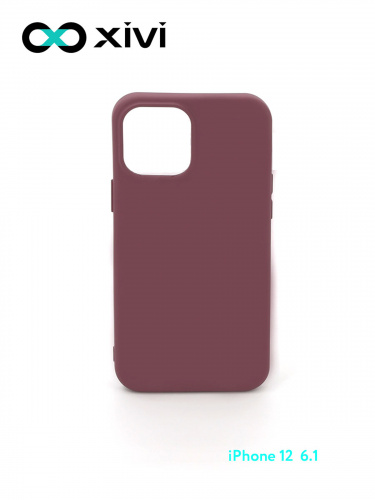Накладка задняя Xivi для APPLE iPhone 12 6.1 6.1 Pro, Silicon Case, силикон, матовая, №73, цвет винный 1